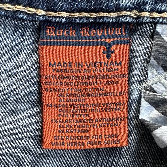 Rock Revival Pruitt Straight Leg Jeans Men Size 38 Casual Distressed Grunge - Picture 8 of 10